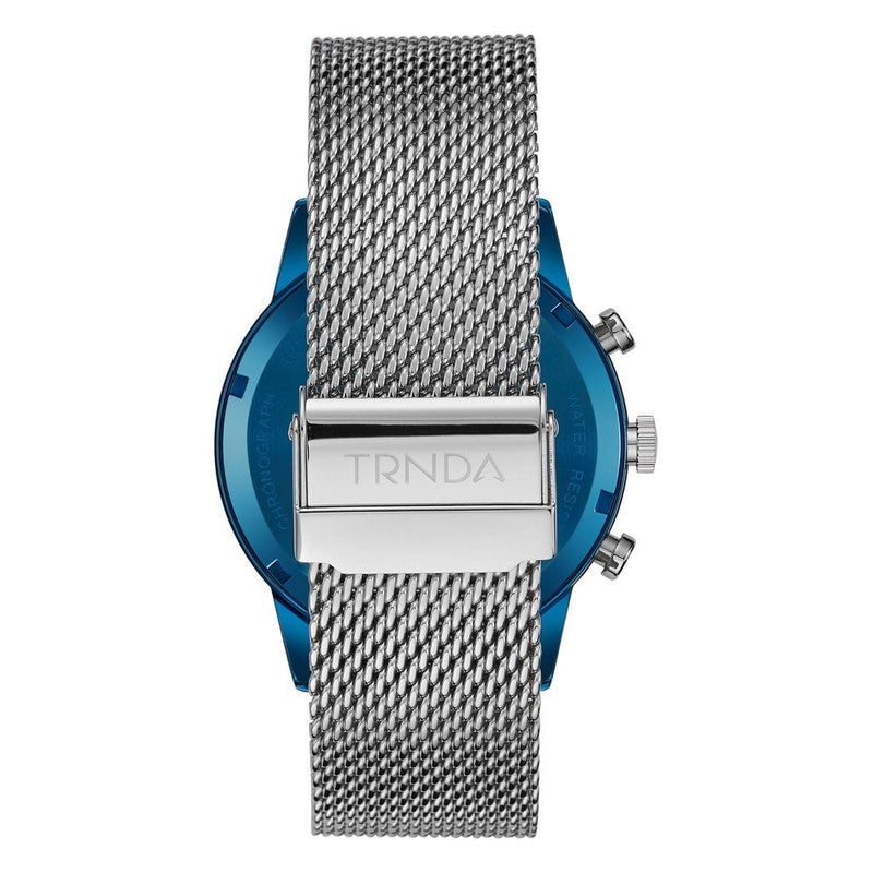 Trnda Men's Blue Stainless Steel Watch, Silver Mesh Band | Trnda-001 by i-watch