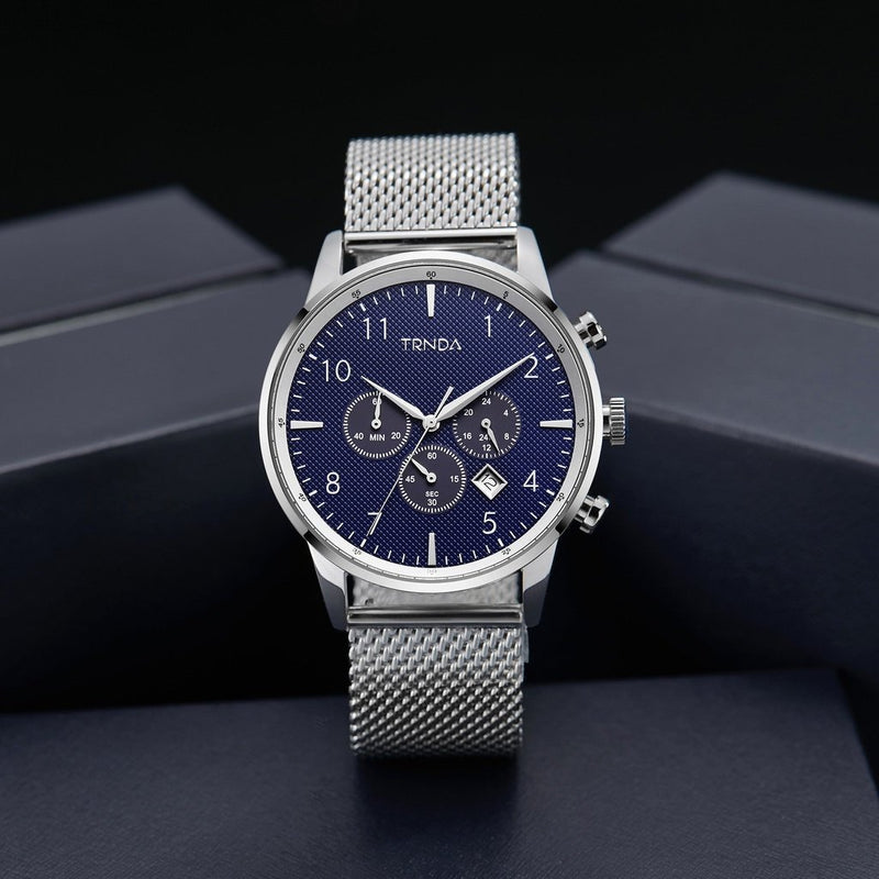 Trnda Men's Stainless Steel Watch, Dark Blue Dial | Trnda43mm by i-watch