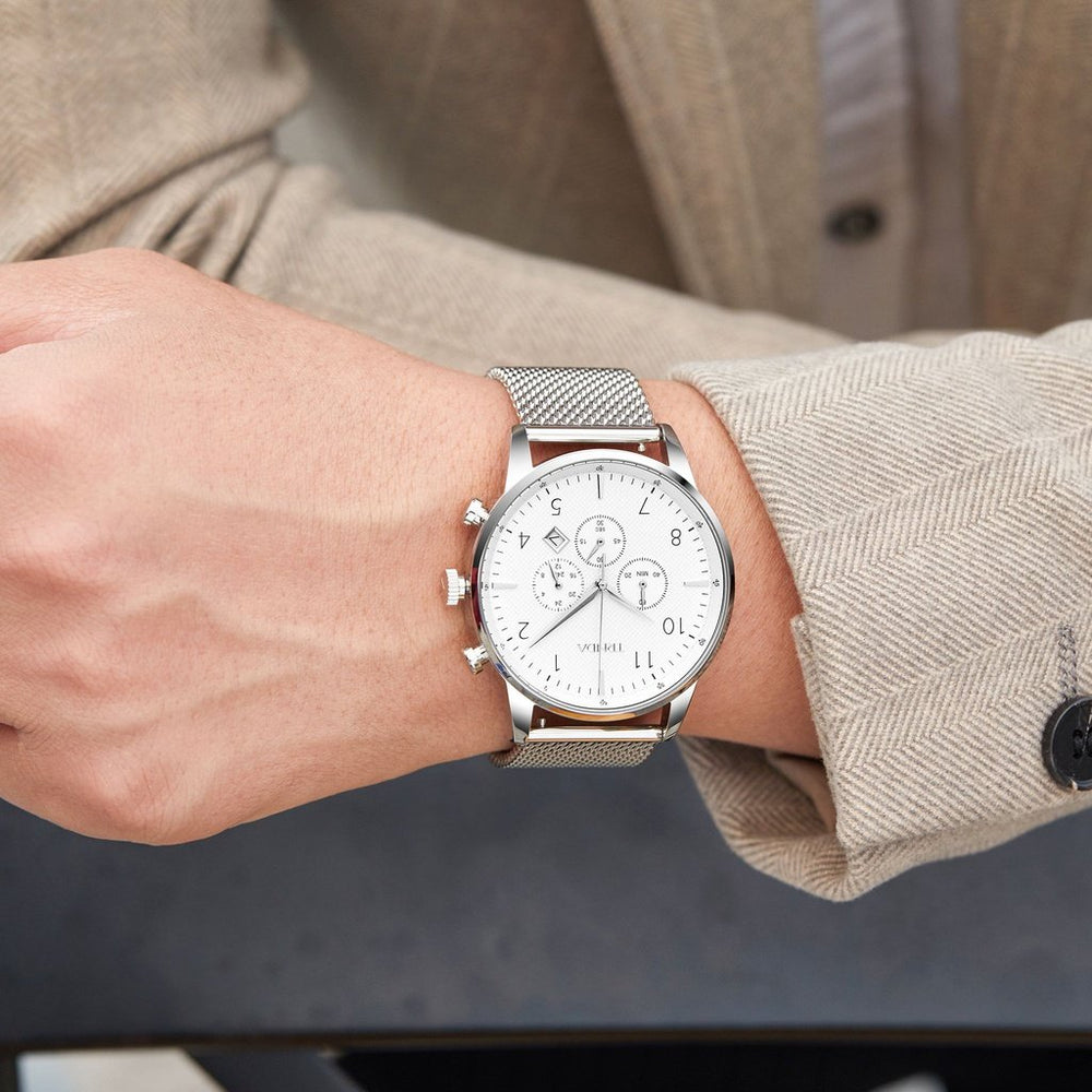 Trnda Men's Stainless Steel Watch, Silver Mesh Band | Trn-001 by i-watch