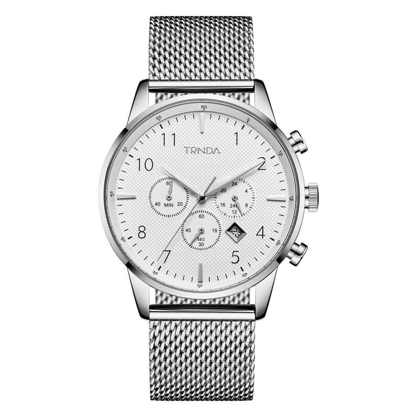 Trnda Men's Stainless Steel Watch, Silver Mesh Band | Trn-001 by i-watch