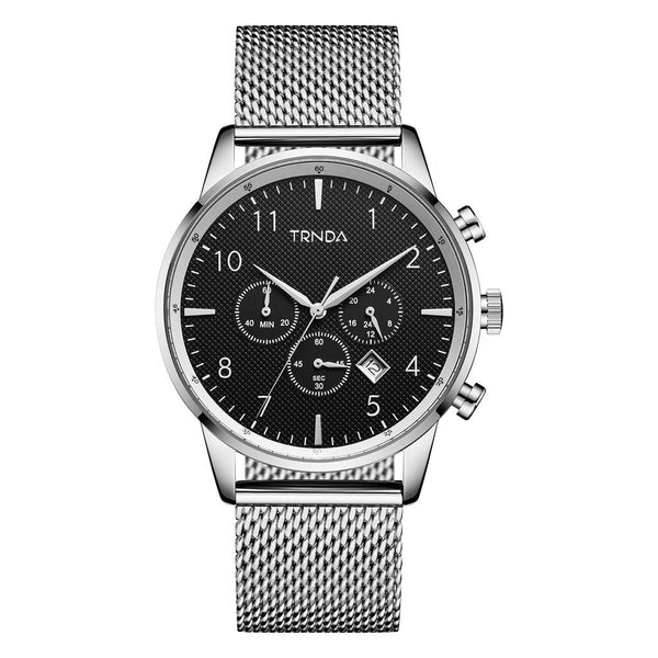Trnda Men's Stainless Steel Watch, Charcoal Black Dial | Trn-Ss43 by i-watch