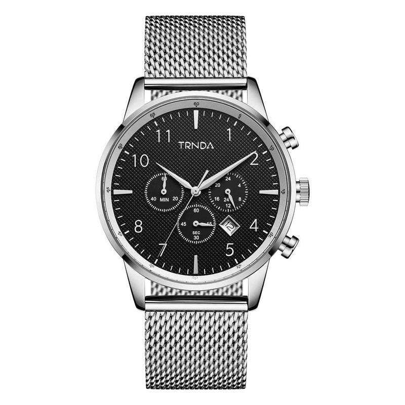 Trnda Men's Stainless Steel Watch, Charcoal Black Dial | Trn-Ss43 by i-watch