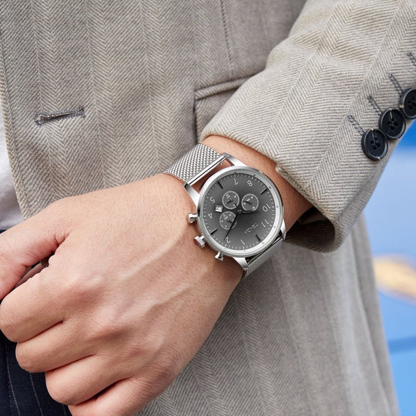 Trnda Men's Stainless Steel Watch, Silver Mesh Band | Trn-S43mm by i-watch