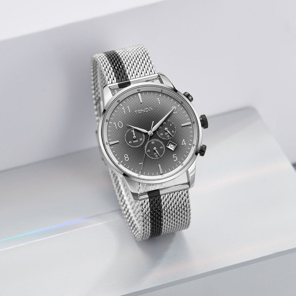 Trnda Men's Stainless Steel Watch, Silver Mesh Band | Trn12345 by i-watch
