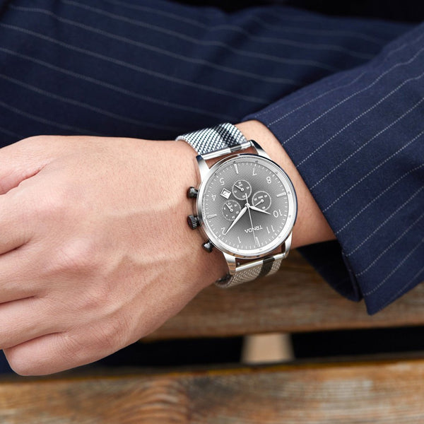 Trnda Men's Stainless Steel Watch, Silver Mesh Band | Trn12345 by i-watch