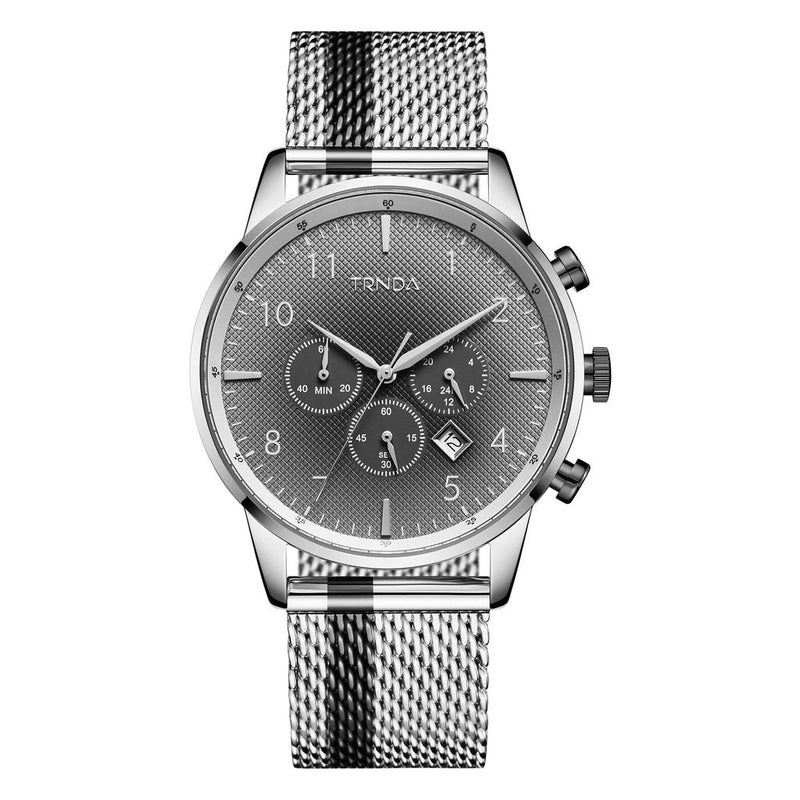 Trnda Men's Stainless Steel Watch, Silver Mesh Band | Trn12345 by i-watch