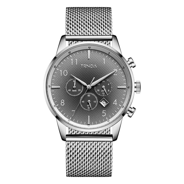 Trnda Men's Stainless Steel Watch, Silver Mesh Band | Trn-S43mm by i-watch