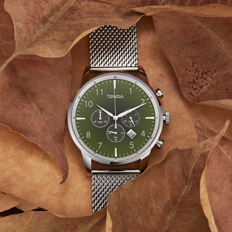 Trnda Men's Stainless Steel Watch, Gradient Seaweed Green Dial | Trnda43ss by i-watch