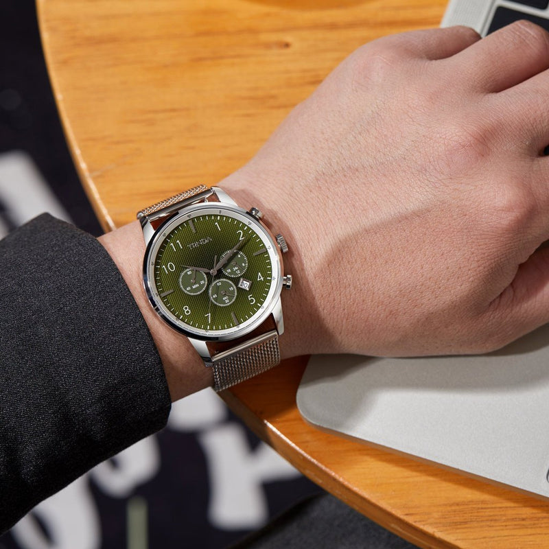 Trnda Men's Stainless Steel Watch, Gradient Seaweed Green Dial | Trnda43ss by i-watch
