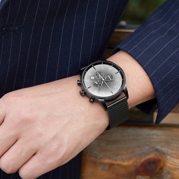 Trnda Men's Stainless Steel Watch, Black Mesh Band | Trn-43b by i-watch