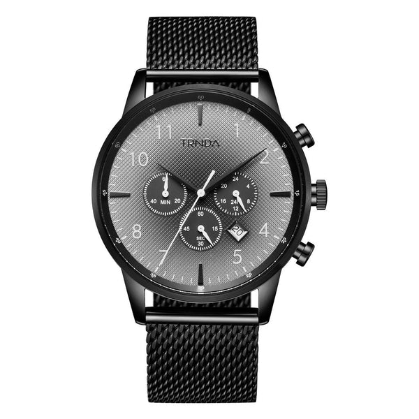 Trnda Men's Stainless Steel Watch, Black Mesh Band | Trn-43b by i-watch
