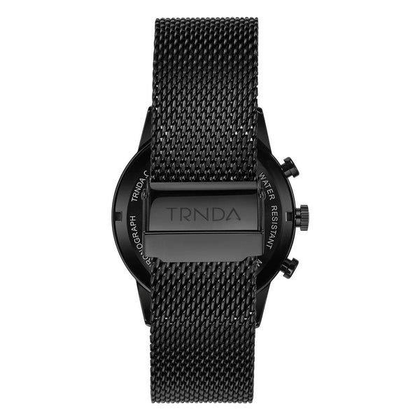 Trnda Men's Black Stainless Steel Watch, Dark Blue Dial | Tr43mbl by i-watch