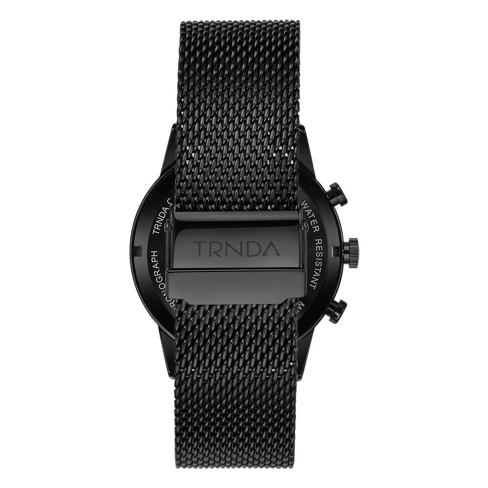 Trnda Men's Black Stainless Steel Watch, Cedar Brown Dial | Trn-43-Bk by i-watch