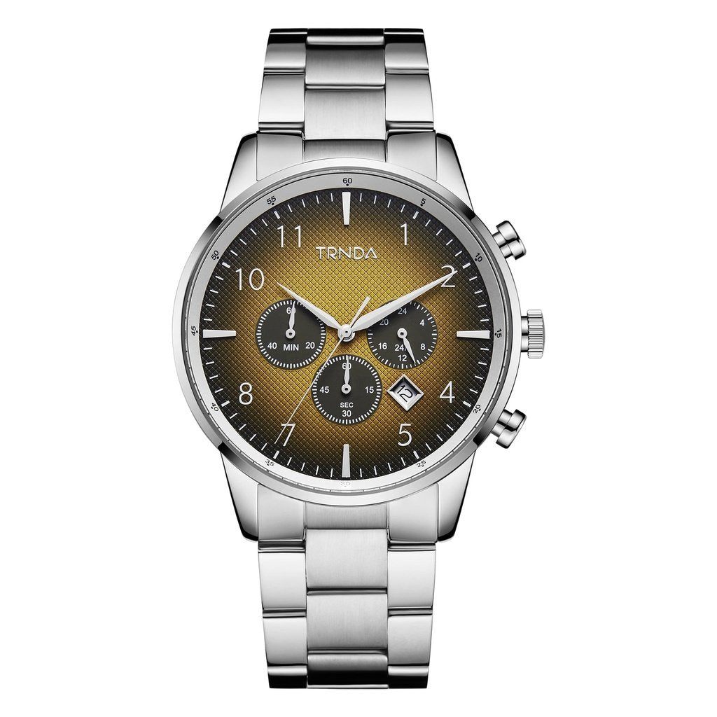 TRNDA STAINLESS STEEL MENS WATCH - TIMELESS STYLE WITH GRADIENT CEDAR BROWN DIAL