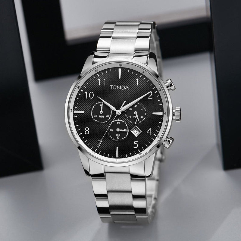 Trnda Men's Stainless Steel Watch, Charcoal Black Dial | Trnda43mm by i-watch