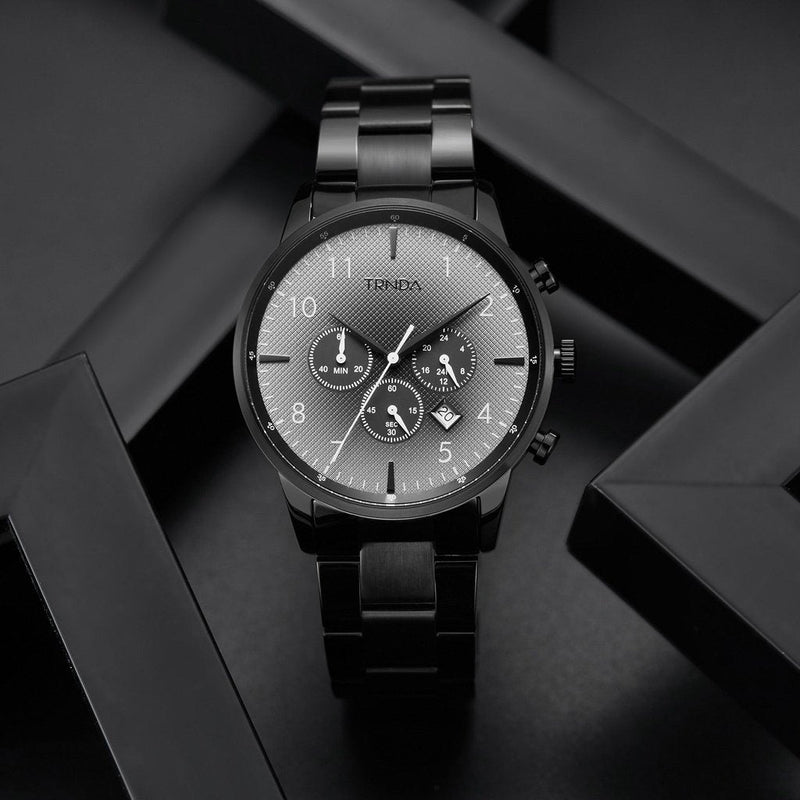 Trnda Men's Black Stainless Steel Watch, Gray Dial | Trn-43b by i-watch