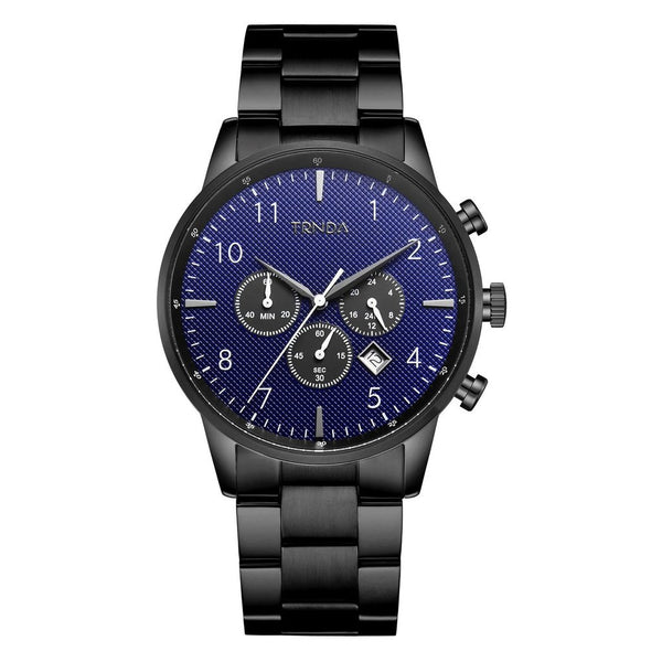 Trnda Men's Black Stainless Steel Watch, Dark Blue Dial | Trnda43b by i-watch