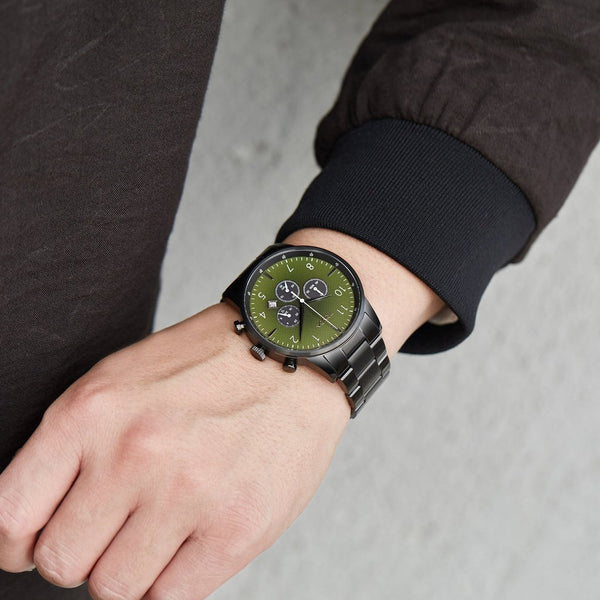 Trnda Men's Black Stainless Steel Watch, Green Dial | Trnda-001 by i-watch