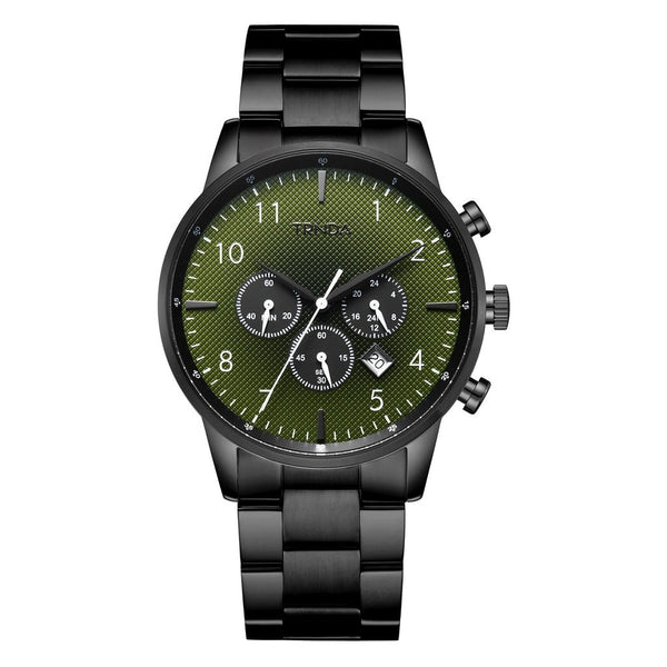 Trnda Men's Black Stainless Steel Watch, Green Dial | Trnda-001 by i-watch