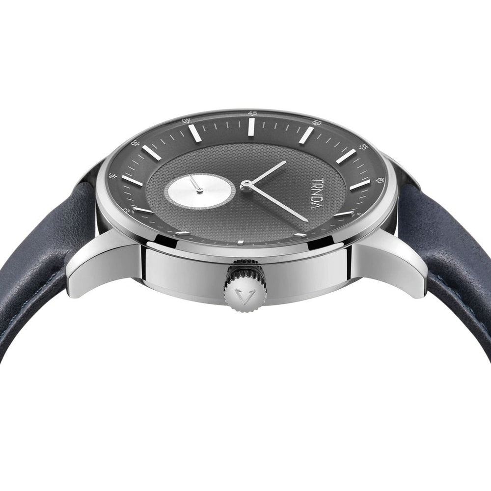 Trnda Men's Stainless Steel Watch, Blue Leather Band | Trn-Ss43 by i-watch