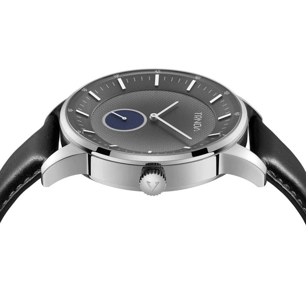 Trnda Men's Stainless Steel Watch, Black Leather Band | Trn-W43-Sl by i-watch