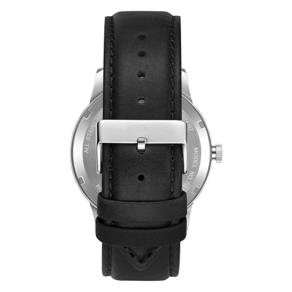 Trnda Men's Stainless Steel Watch, Black Leather Band | Trn-W43-Sl by i-watch