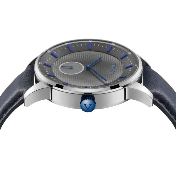 Trnda Men's Stainless Steel Watch, Blue Leather Band | Trn-M43s by i-watch