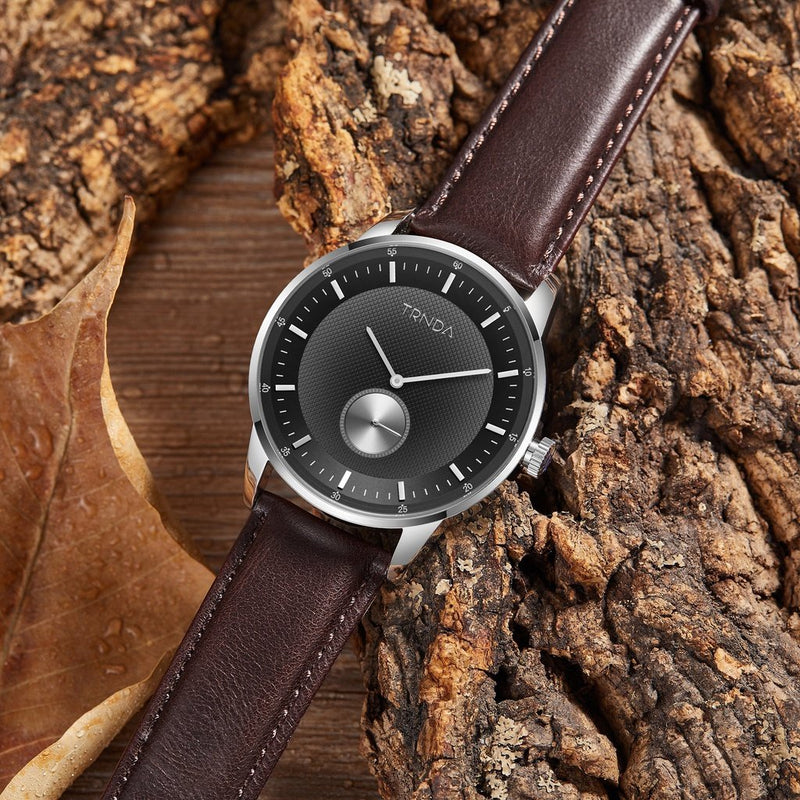 Trnda Men's Stainless Steel Watch, Brown Leather | Trn-Ss43sl by i-watch