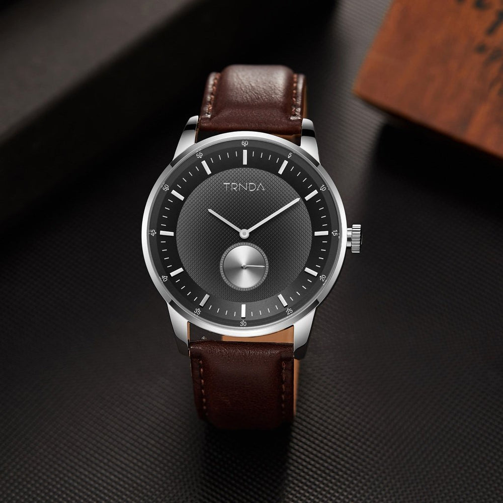 Trnda Men's Stainless Steel Watch, Brown Leather | Trn-Ss43sl by i-watch