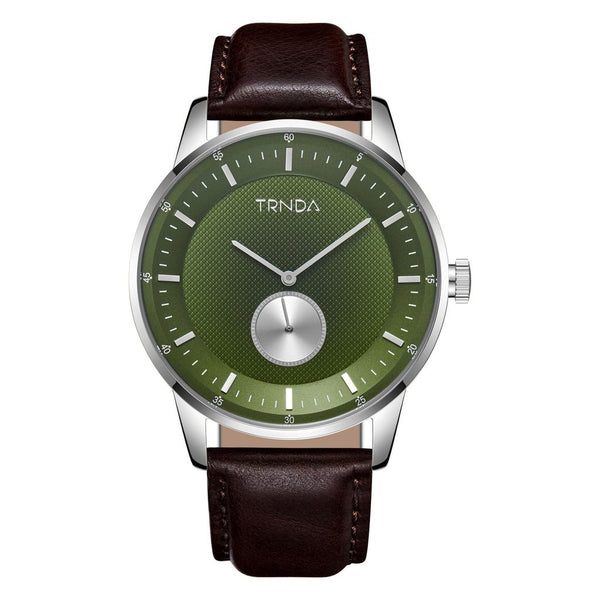 Trnda Men's Stainless Steel Watch, Green Dial, Brown Band | Trn-43sgb by i-watch