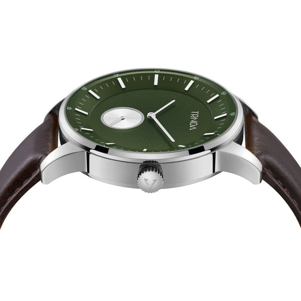 Trnda Men's Stainless Steel Watch, Green Dial, Brown Band | Trn-43sgb by i-watch