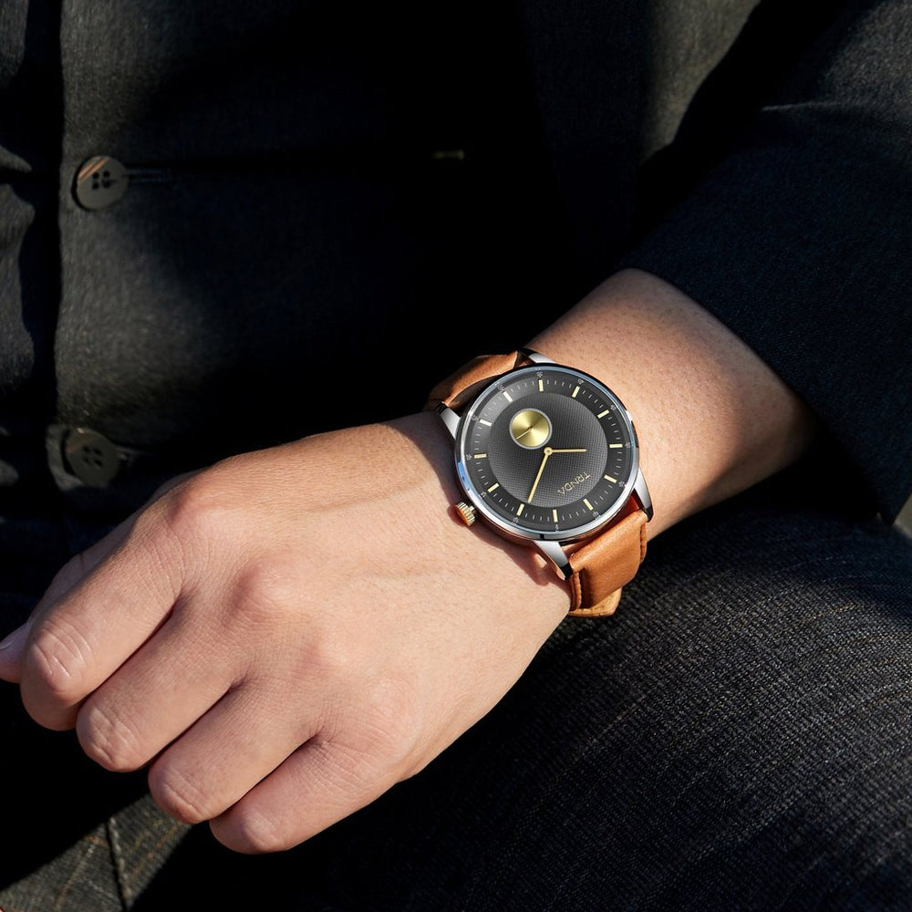 Trnda Men's Stainless Steel Watch, Tan Leather Band | Trn-Ss43 by i-watch