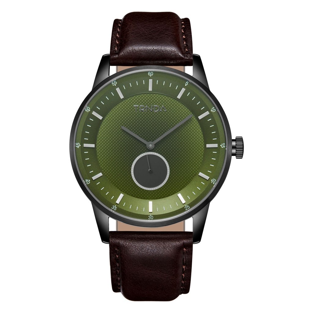 Trnda Men's Stainless Steel Black Watch, Leather Band | Trn-Ss43blk by i-watch