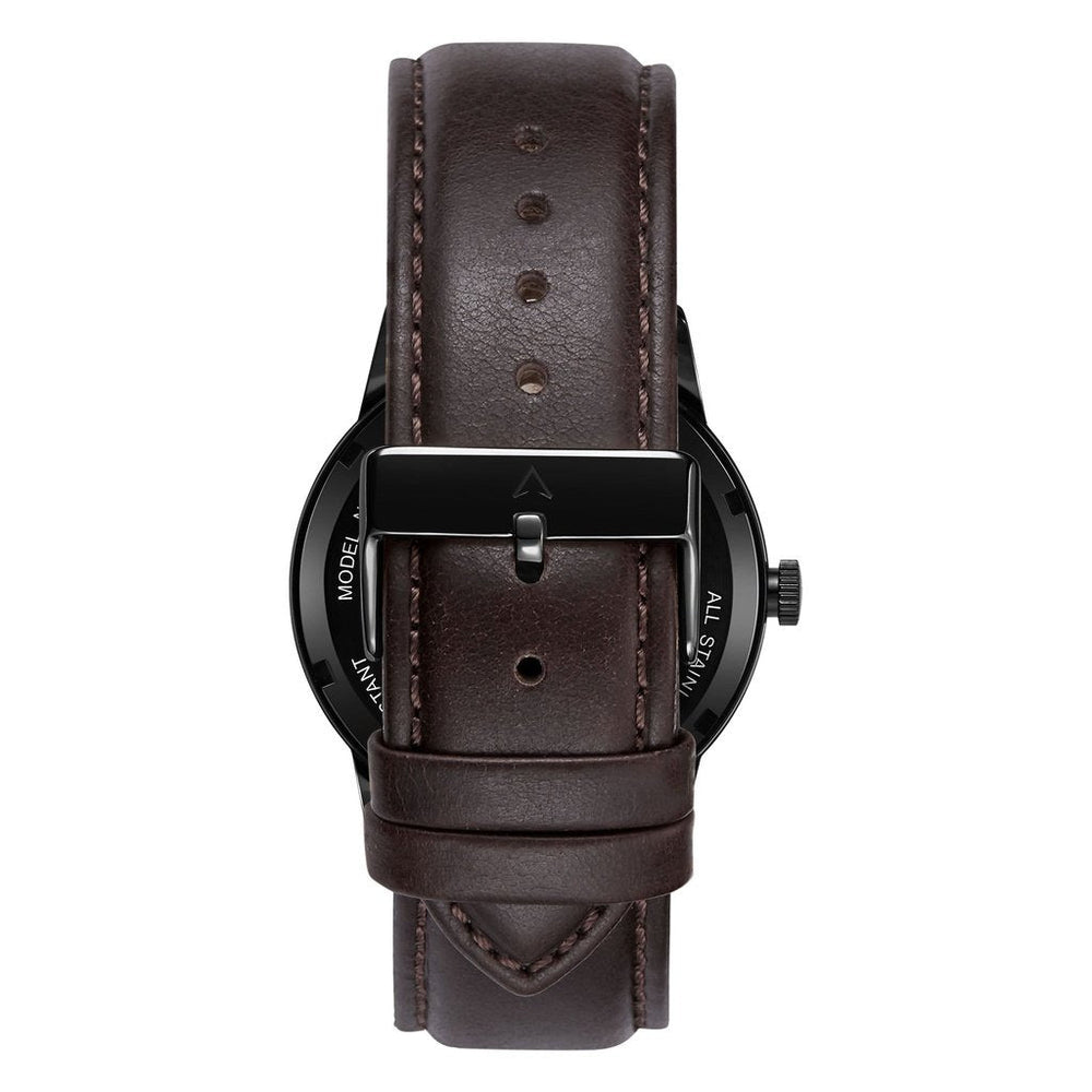 Trnda Men's Stainless Steel Black Watch, Leather Band | Trn-Ss43blk by i-watch