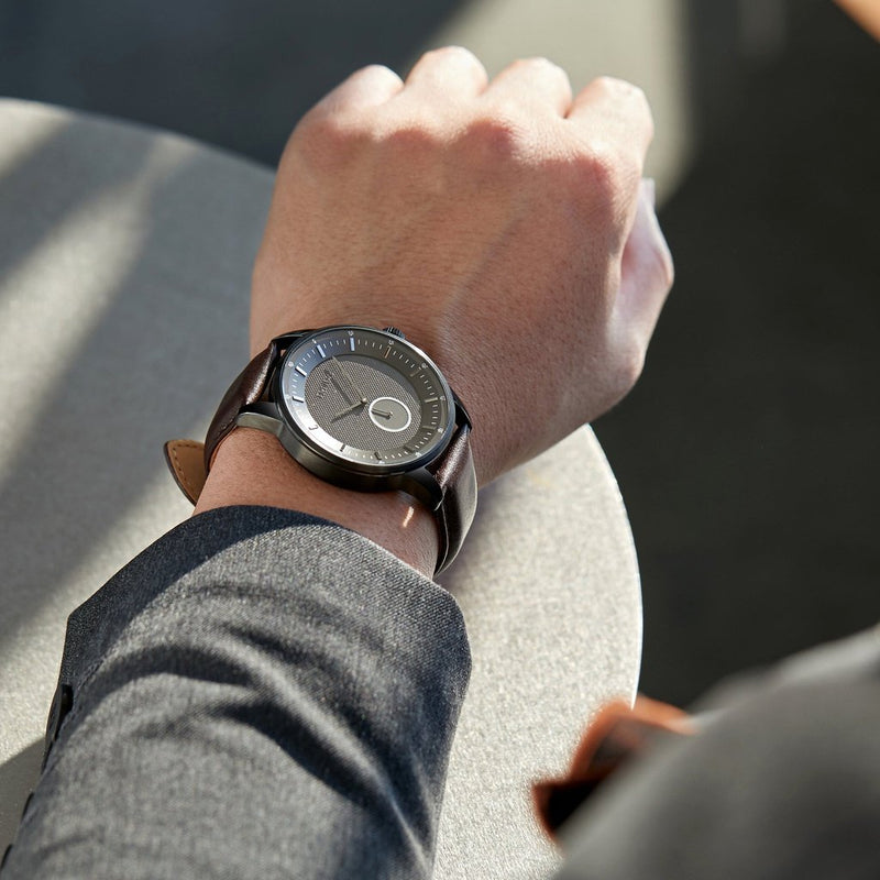 Trnda Men's Stainless Steel Watch, Brown Leather Band | Trnda-001 by i-watch