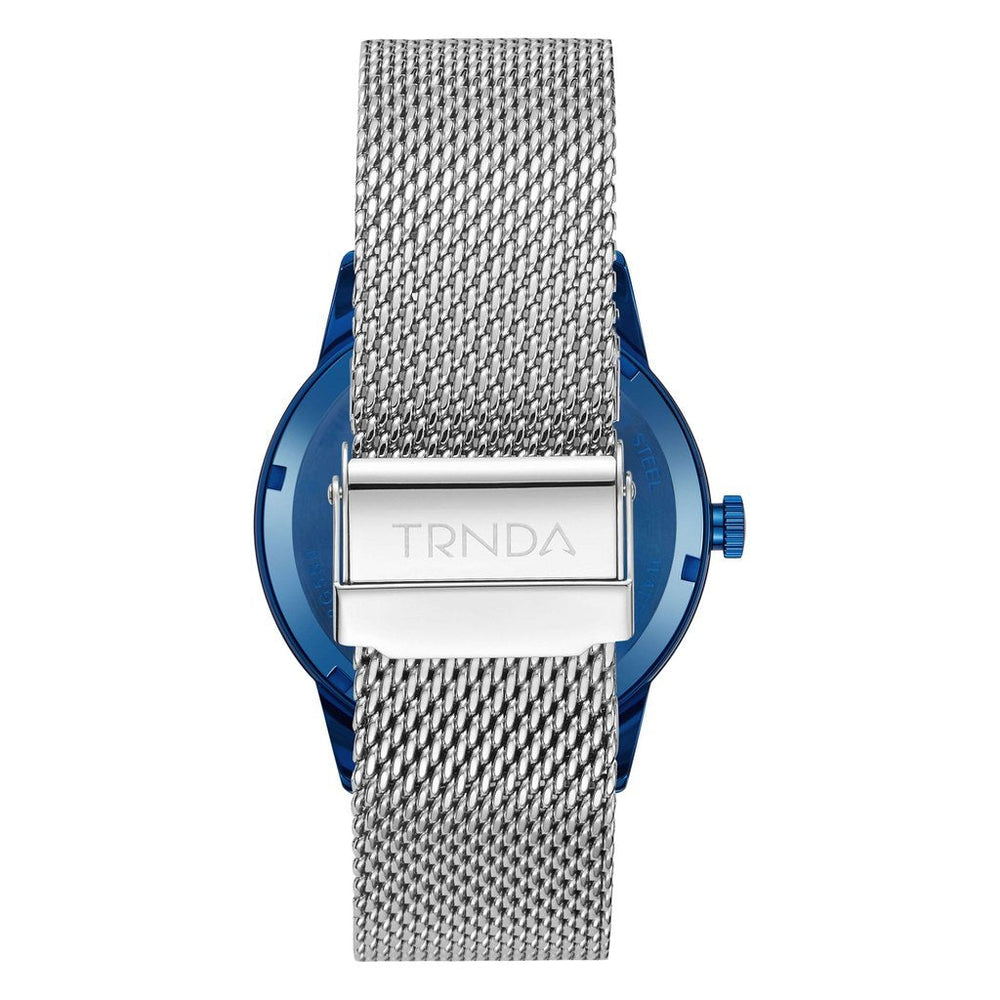 Trnda Men's Stainless Steel Blue Watch, Silver Mesh Band | Trnda-Bl43 by i-watch