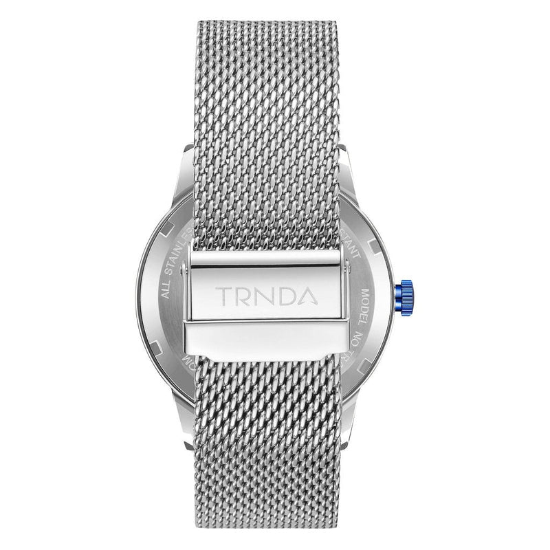 Trnda Men's Stainless Steel Blue Watch, Silver Mesh Band | Trnda-001 by i-watch