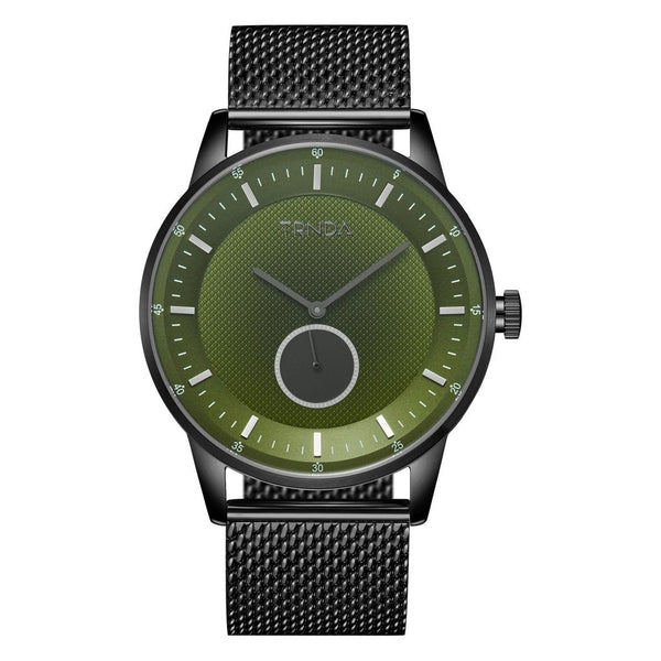 Trnda Men's Black Stainless Steel Watch, Seaweed Green Dial | Trn-43mm by i-watch