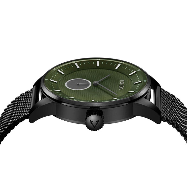 Trnda Men's Black Stainless Steel Watch, Seaweed Green Dial | Trn-43mm by i-watch