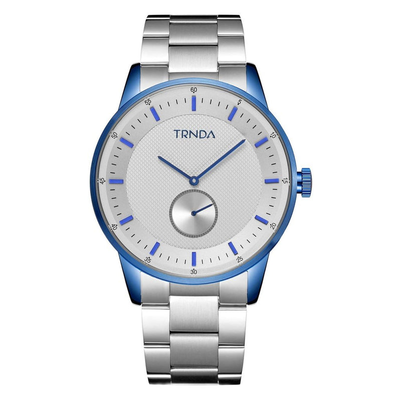 Trnda Men's Stainless Steel Blue Watch, Silver Dial | Trn-W43b by i-watch