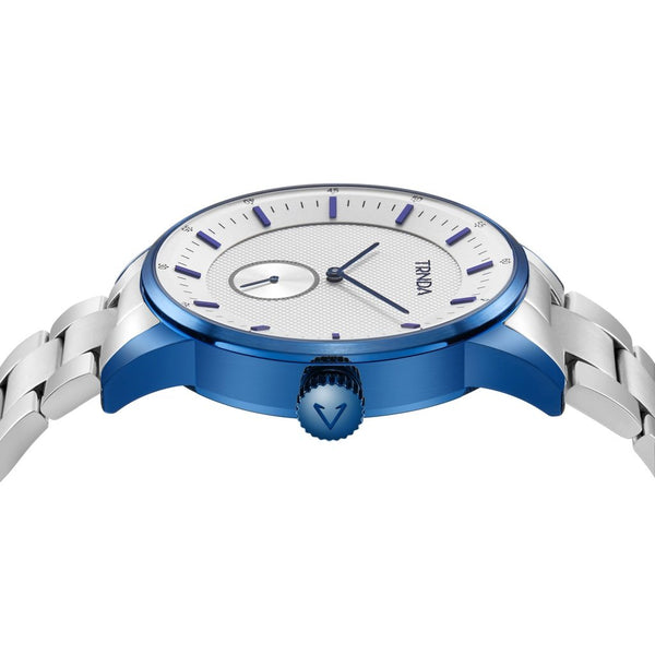 Trnda Men's Stainless Steel Blue Watch, Silver Dial | Trn-W43b by i-watch