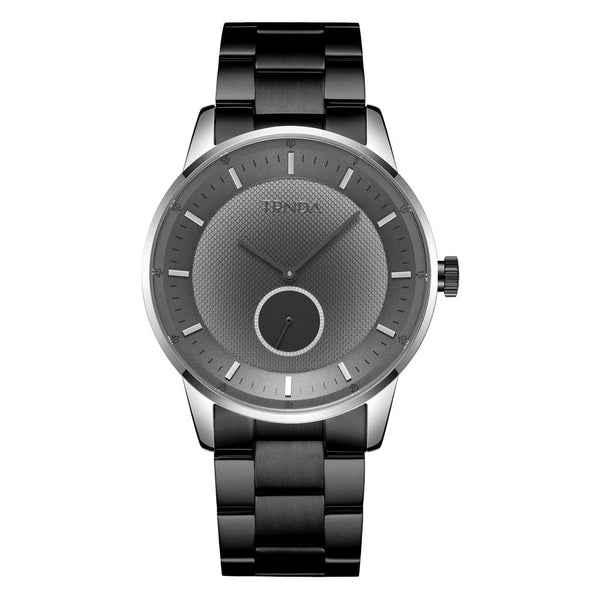 Trnda Men's Silver Stainless Steel Watch, Black Band | Trn-Ss43b by i-watch