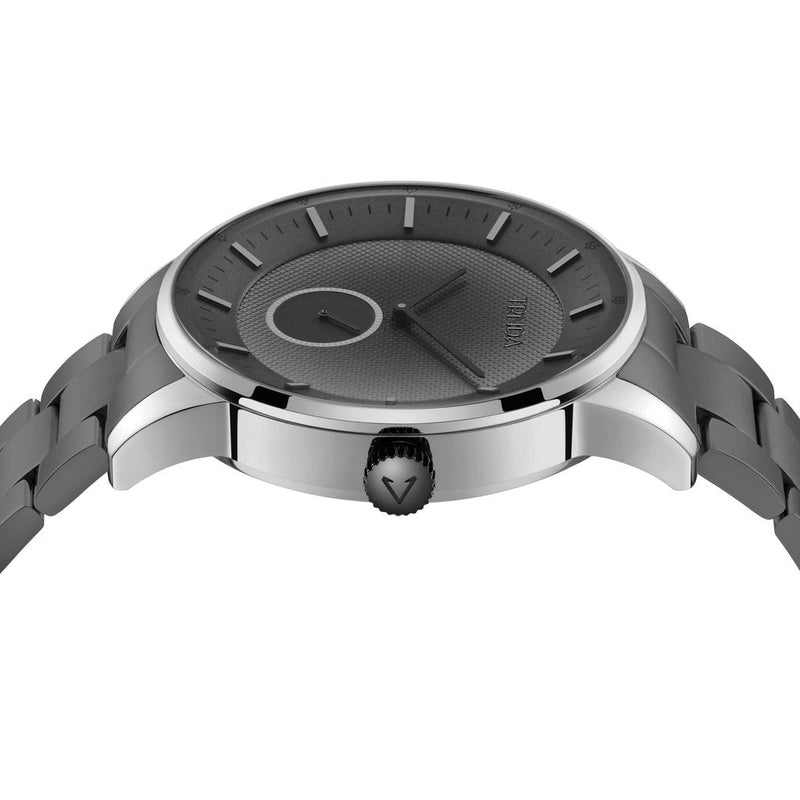 Trnda Men's Silver Stainless Steel Watch, Black Band | Trn-Ss43b by i-watch