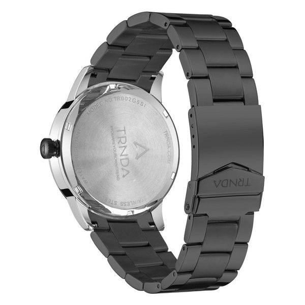 Trnda Men's Silver Stainless Steel Watch, Black Band | Trn-Ss43b by i-watch