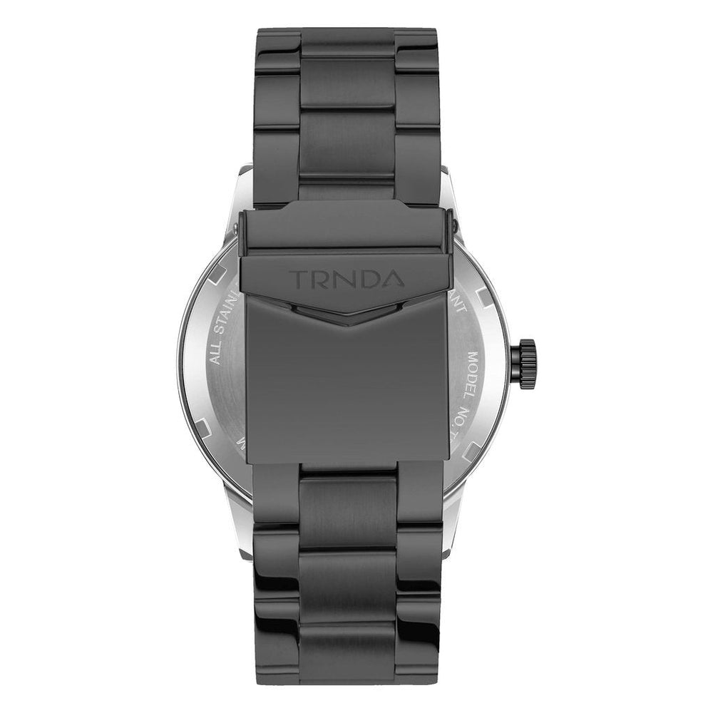 Trnda Men's Silver Stainless Steel Watch, Black Band | Trn-Ss43b by i-watch