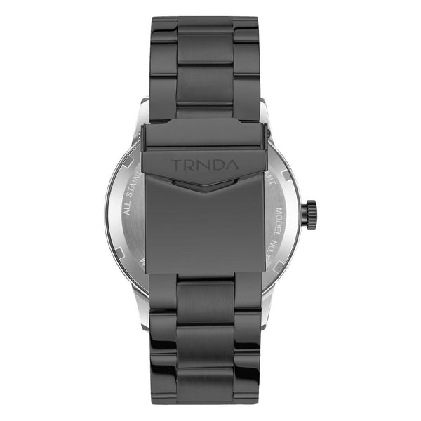 Trnda Men's Silver Stainless Steel Watch, Black Band | Trn-Ss43b by i-watch