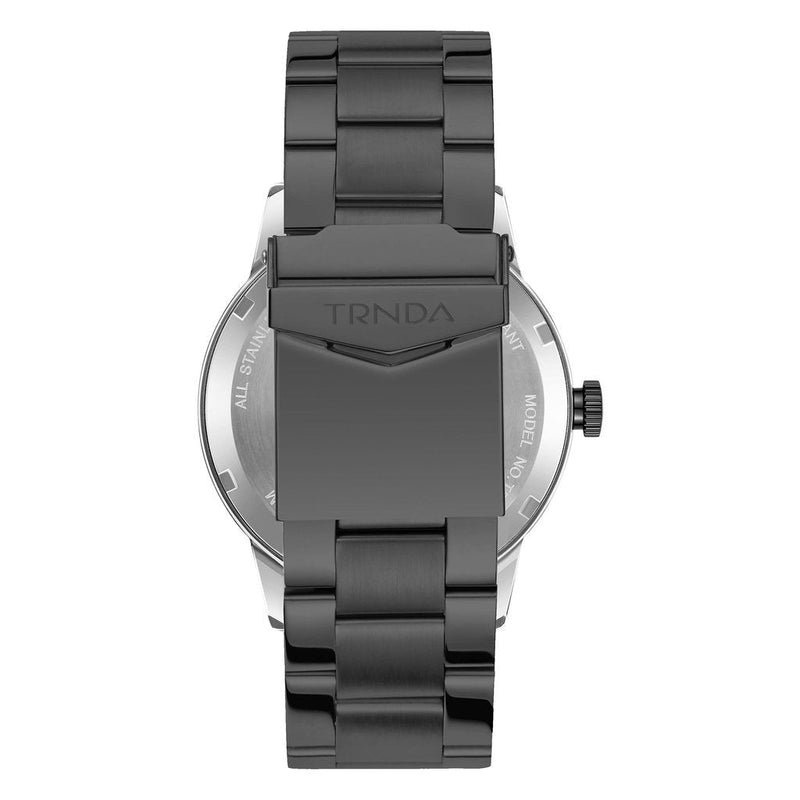 Trnda Men's Silver Stainless Steel Watch, Black Band | Trn-Ss43b by i-watch