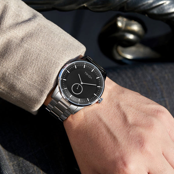 Trnda Men's Stainless Steel Watch, Black Dial | Trnd-S43b by i-watch