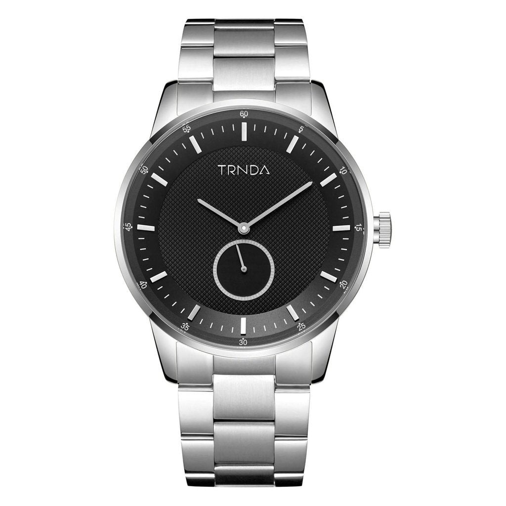 Trnda Men's Stainless Steel Watch, Black Dial | Trnd-S43b by i-watch