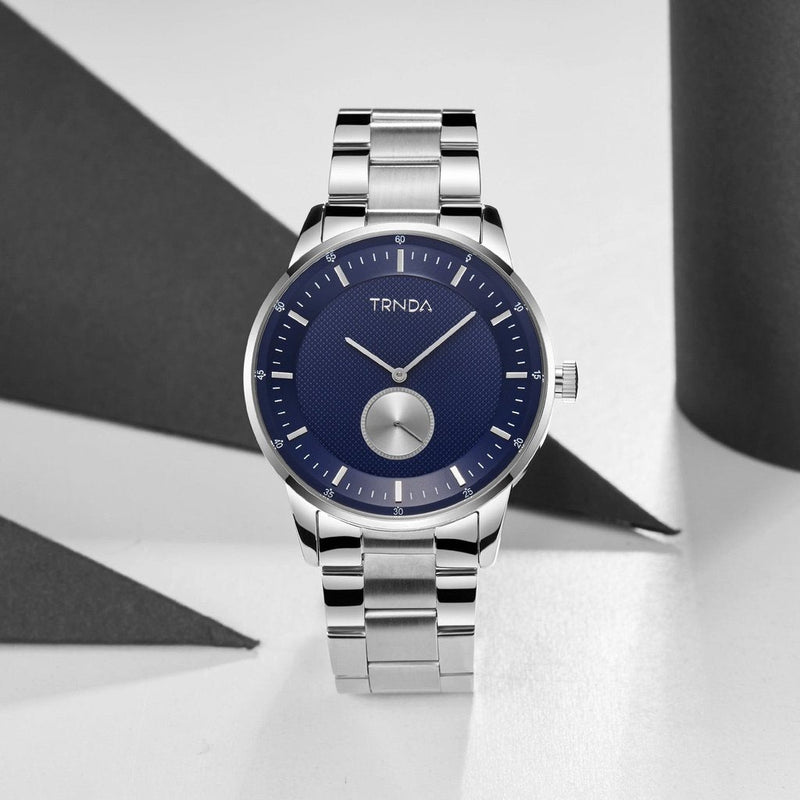 Trnda Men's Stainless Steel Watch, Blue Dial | Trnda-43mm-Silver by i-watch